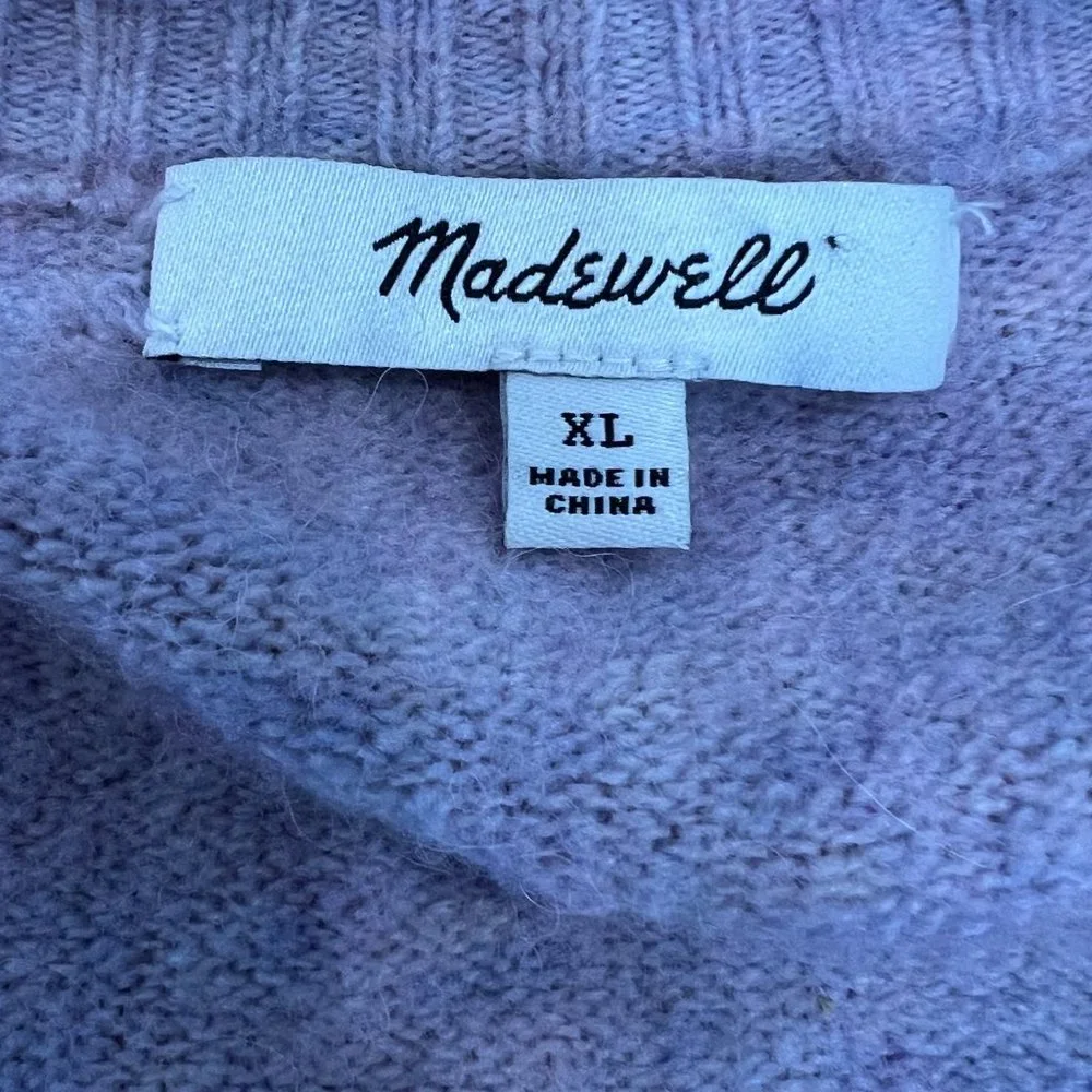 Madewell Payton Pullover Sweater in Coziest Yarn Heather‎ Lilac Size XL